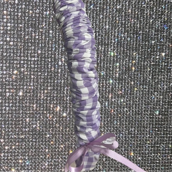 Picnic basket 60’s vintage gingham cute bows purple white lace floral cabincore - Picture 2 of 5